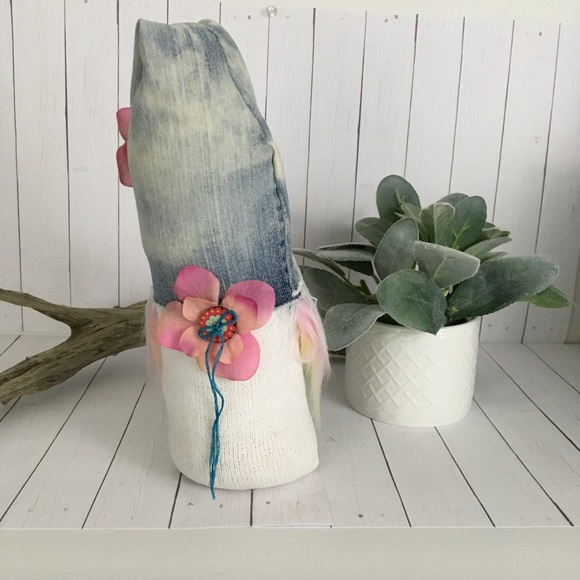 🚫SOLD🚫 Gnome Handmade Hippie Denim Flower Sock Beard - Picture 4 of 8